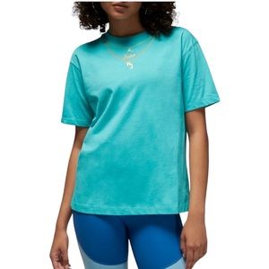 Air Jordan Women’s Heritage Gold Chain T-Shirt Teal Blue Size Large